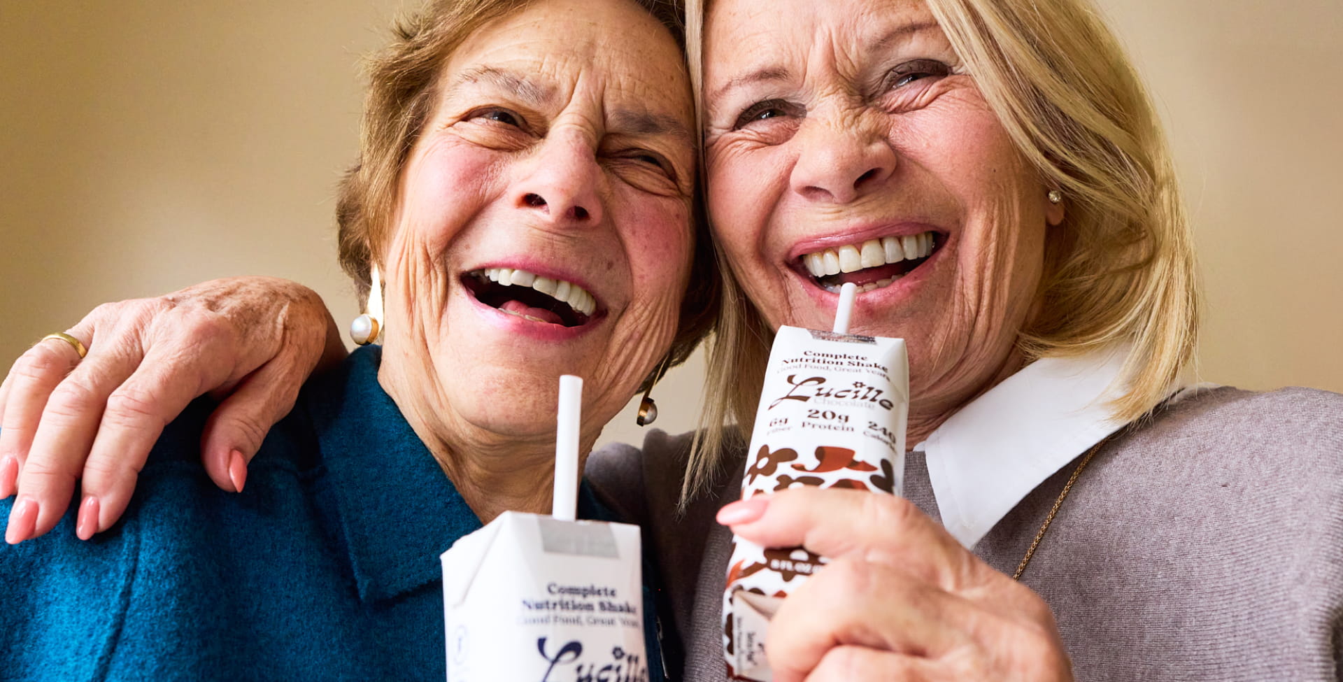 Super Seniors enjoying their Lucille Shakes